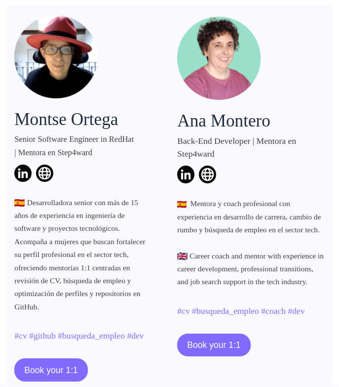 Email para reserva de sesiones 1:1 de mentoría
